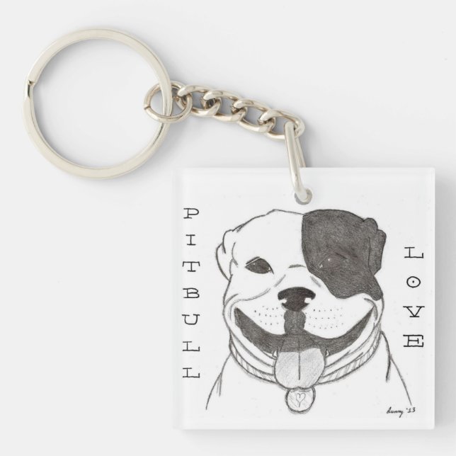 Porte-clefs Porte - clé acrylique Pitbull Love (Devant)