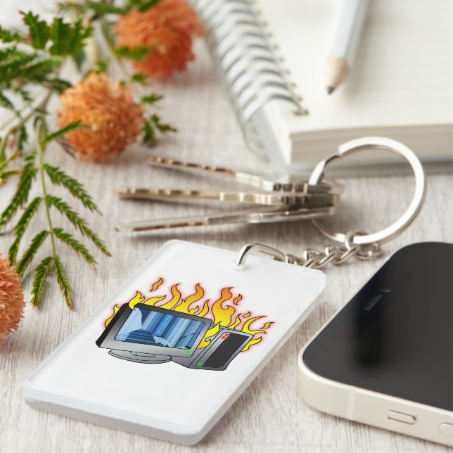 Porte-clefs Porte - clé acrylique pour incendie informatique (Devant droit)
