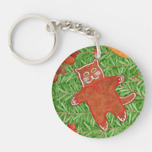 Porte-clefs Porte - clé acrylique rond GINGERBREAD KITTY
