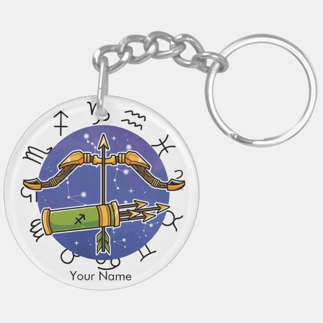 Porte-clefs Porte - clé acrylique Sagittarius & Leo Zodiac (Dos droit)