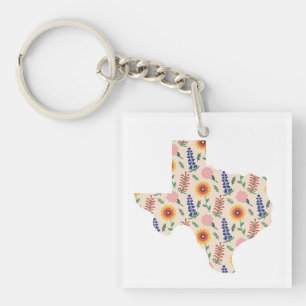 Porte-clefs Porte - clé acrylique Texas Outline Flowers Motif