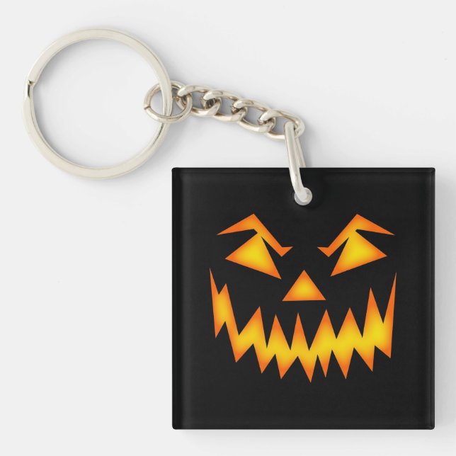 Porte-clefs Porte - clé acrylique visage de Jack-o'-lantern ef (Devant)