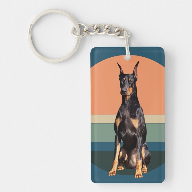 Porte-clefs Porte - clé Arrière - plan rétro Doberman Pinscher (Devant)