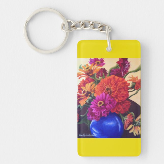 Porte-clefs porte - clé avec des zinneas (Devant)