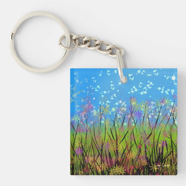 Porte-clefs Porte - clé avec les fleurs lunatiques (Devant)