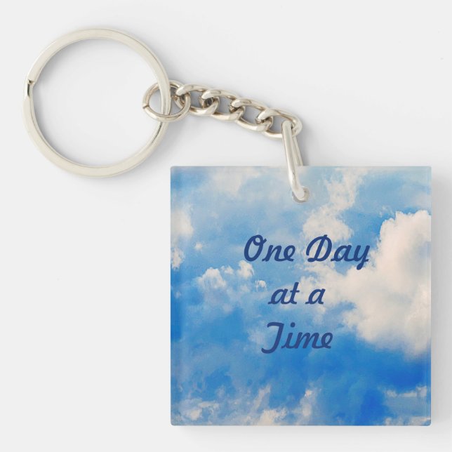 Porte-clefs Porte - clé-Azure Avec Nuages Blancs (Devant)