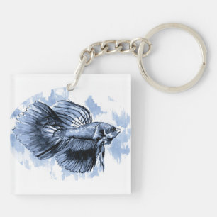 Porte-clefs Porte - clé Blue Betta Fish