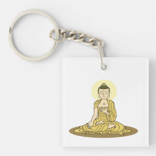 Porte-clefs Porte - clé Bouddha Sérénité dorée