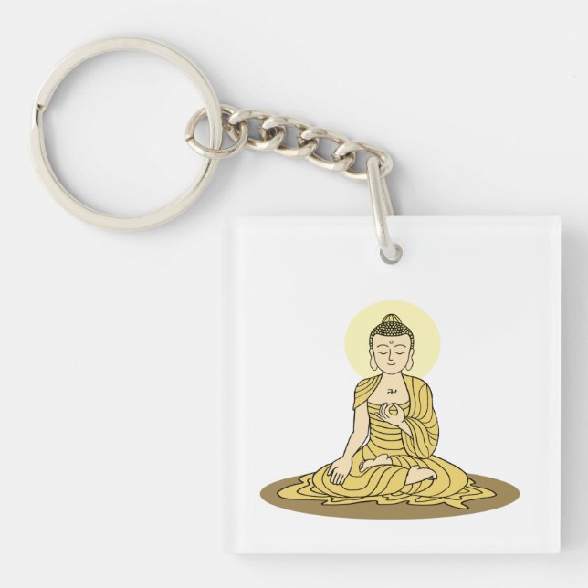 Porte-clefs Porte - clé Bouddha Sérénité dorée (Devant)