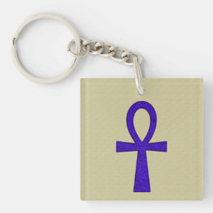 Porte-clefs Porte - clé Carré Acrylique Bleu Ankh