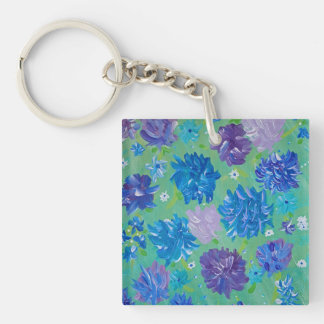 Porte-clefs Porte - clé Carré en acrylique floral frappé