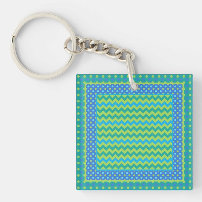 Porte-clefs Porte - clé carré : Mix'n'Match Chevrons, Pois (Devant)