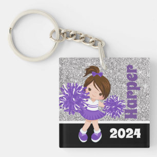 Porte-clefs Porte - clé Cheeréminent Personnalisé Purple & Arg