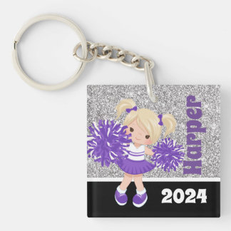 Porte-clefs Porte - clé Cheeréminent Personnalisé Purple & Arg