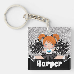 Porte-clefs Porte - clé Cheerleader personnalisé Black & Silve
