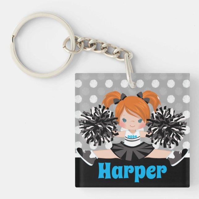 Porte-clefs Porte - clé Cheerleader personnalisé Black & Silve (Devant)
