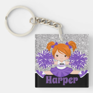 Porte-clefs Porte - clé Cheerleader personnalisé Silver & Purp