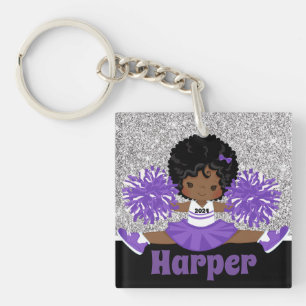 Porte-clefs Porte - clé Cheerleader personnalisé Silver & Purp