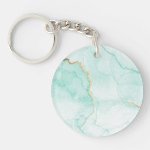 Porte-clefs Porte - clé couleur bleu turquoise et marbre doré