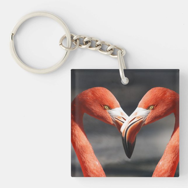 Porte-clefs Porte - clé d'amour Flamant rose rose (Devant)