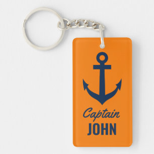 Porte-clefs Porte - clé d'ancre nautique orange pour capitaine