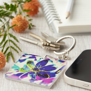 Porte-clefs porte - clé d'anémone bleu