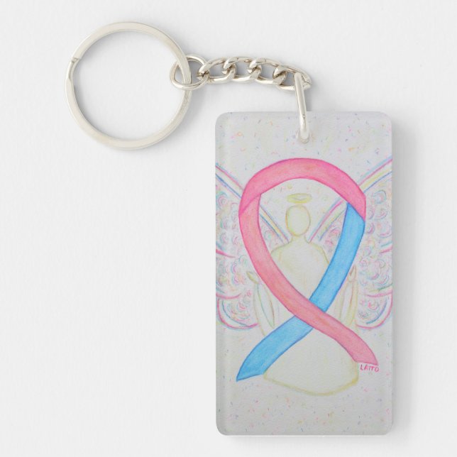 Porte-clefs Porte - clé d'angle rose et bleu de sensibilisatio (Devant)
