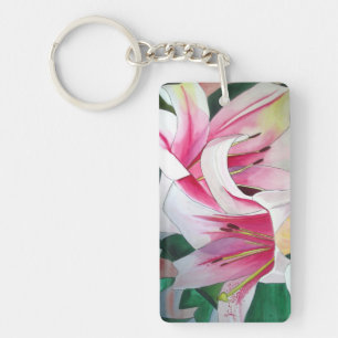 Porte-clefs Porte - clé d'aquarelle de fleurs blanches