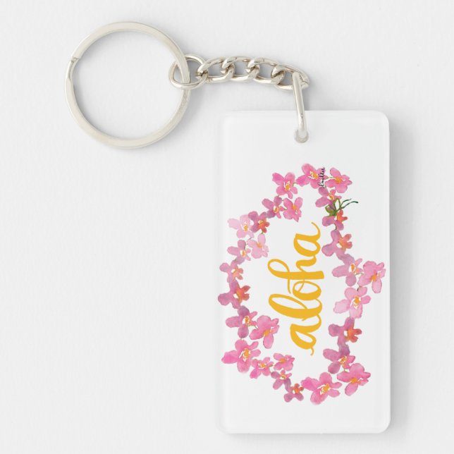 Porte-clefs Porte - clé d'aquarelle de Lei d'orchidée Aloha (Devant)