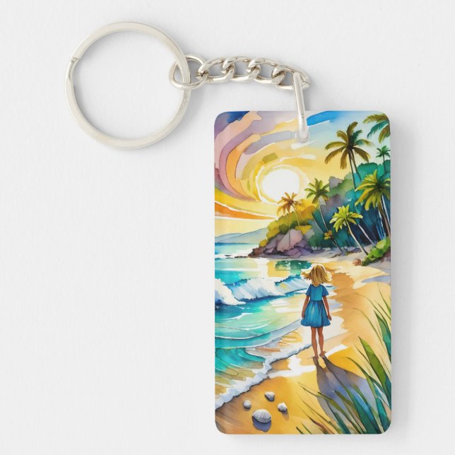 Porte-clefs Porte - clé d'aquarelle de l'île Tybee (Devant)