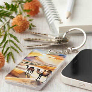 Porte-clefs Porte - clé d'aquarelle du désert du Sahara