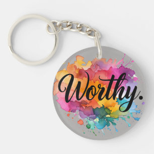 Porte-clefs Porte - clé d'aquarelle Motivationnelle Carré dign