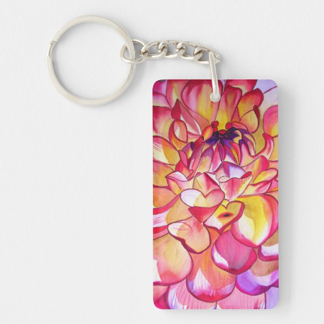 Porte-clefs Porte - clé d'art fin rose Dahlia (Devant)