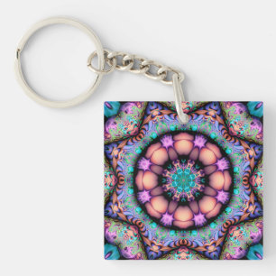 Porte-clefs Porte - clé d'art psychédélique fractal Mandala