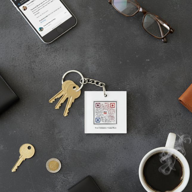 Porte-clefs Porte - clé de code QR Carré personnalisé (Custom Square QR Code Keychain)