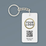 Porte-clefs Porte - clé de code QR du logo de l'entreprise | B<br><div class="desc">Élégant Porte - clé de code QR du logo de l'entreprise | Blanc noir. Personnalisez avec votre logo et votre texte personnalisés.</div>