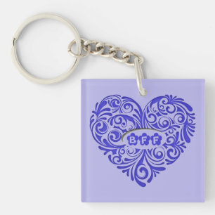 Porte-clefs Porte - clé de coeur BFF bleu personnalisé
