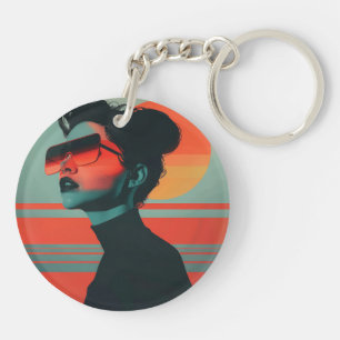 Porte-clefs Porte - clé de coucher de soleil rétro pour femme
