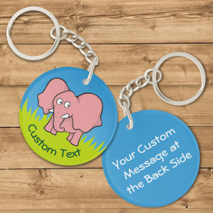 Porte-clefs Porte - clé de dessin animé rose éléphant