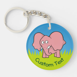 Porte-clefs Porte - clé de dessin animé rose éléphant