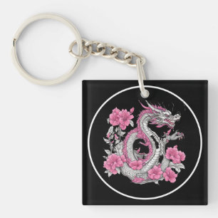 Porte-clefs Porte - clé de dragon de fleurs