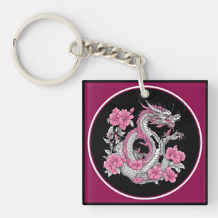 Porte-clefs Porte - clé de dragon de fleurs