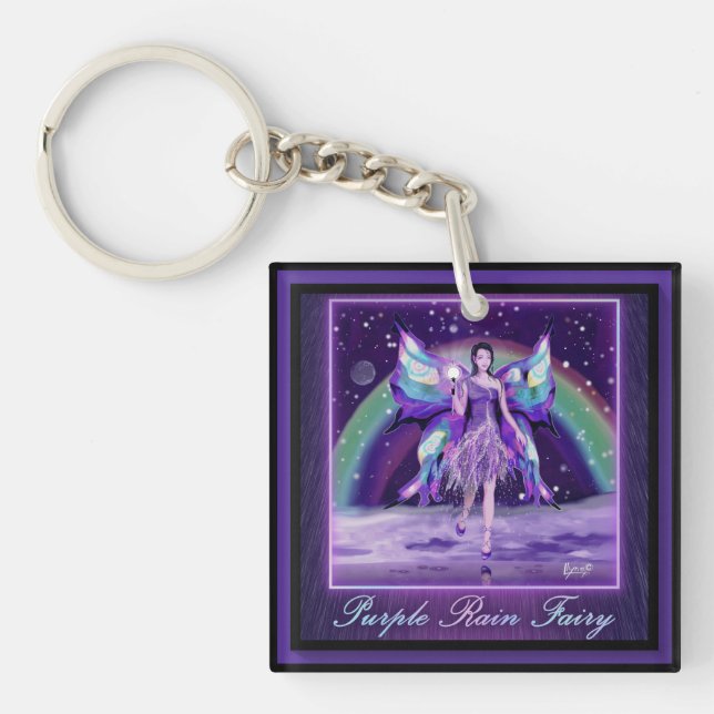 Porte-clefs Porte - clé de fée de pluie violette (Devant)