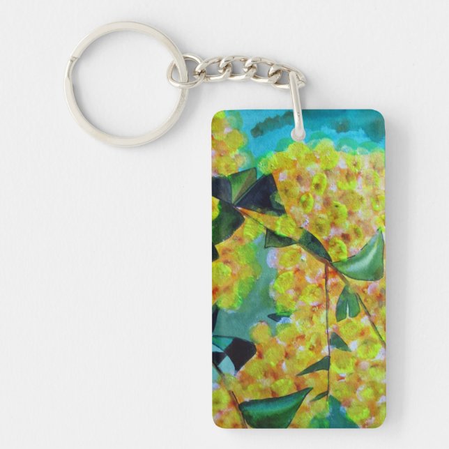 Porte-clefs Porte - clé de fleurs australiennes de Wattle Jaun (Devant)