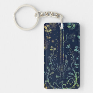 Porte-clefs Porte - clé de guitare florale