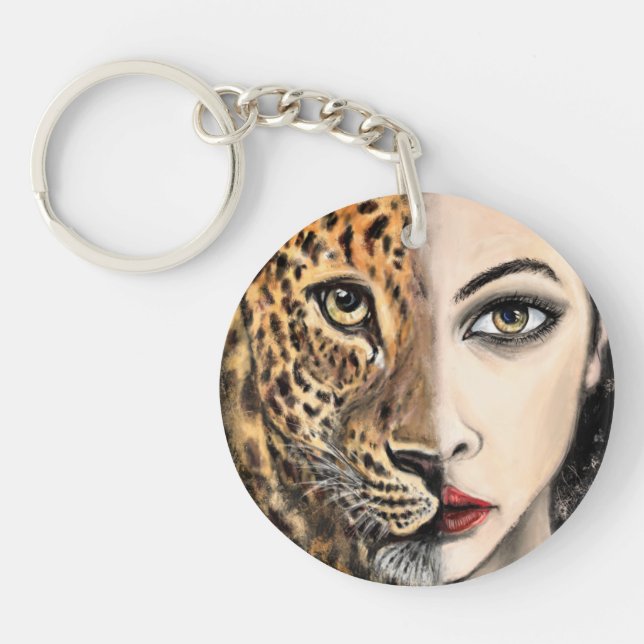Porte-clefs Porte - clé de la fille léopard (Devant)