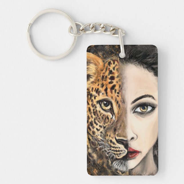 Porte-clefs Porte - clé de la fille léopard (Devant)