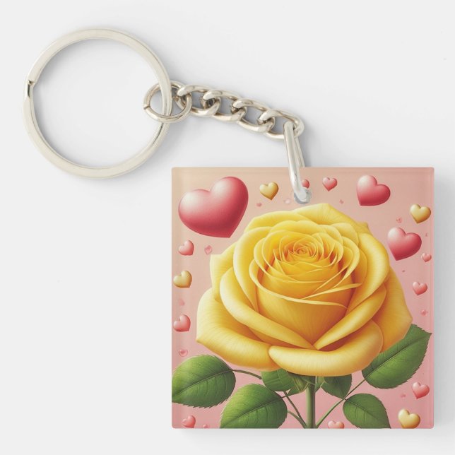 Porte-clefs Porte - clé de l'amitié des roses jaunes (Devant)