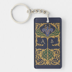 Porte-clefs Porte - clé de livres de style Art nouveau Monogra