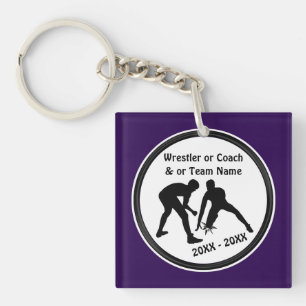 Porte-clefs Porte - clé de lutte personnalisé violet et blan